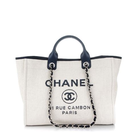 chanel canvas deauville tote replica|chanel deauville tote large size.